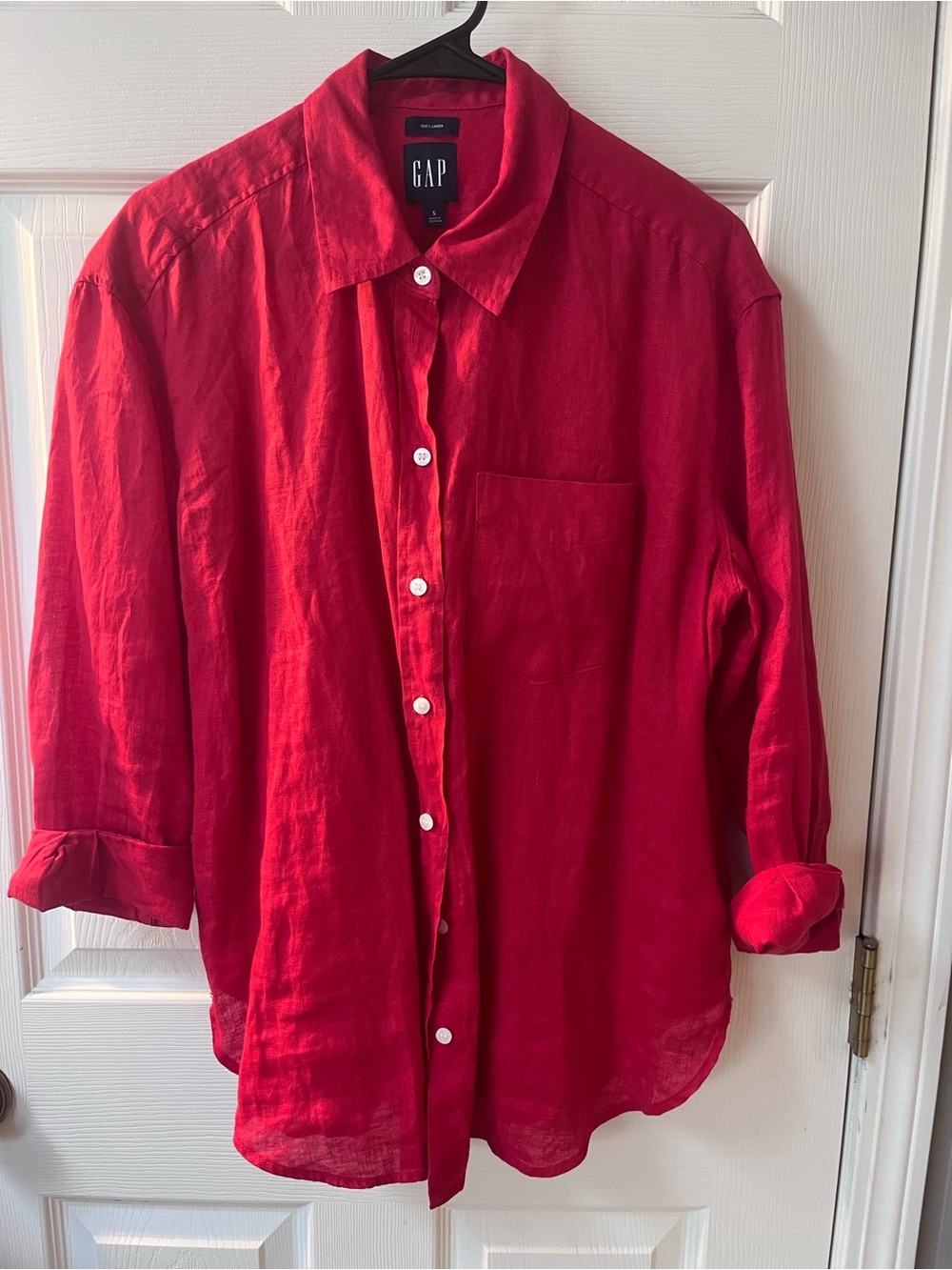 Gap 100% linen Red Button-Up Shirt oversized